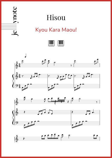 Kyou Kara Maou Hisou Piano Sheet Music Jellynote