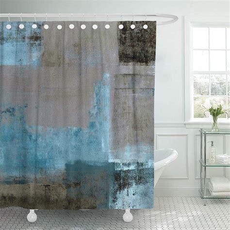 Suttom Beige Staged Teal And Brown Abstract Shower Curtain 60x72 Inch
