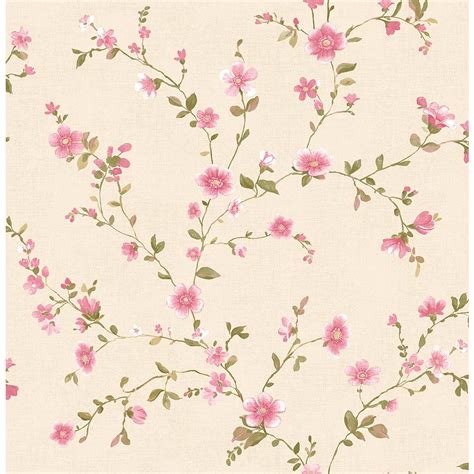 A Street Delphine Pink Floral Trail Wallpaper 2657 22249 The Home Depot