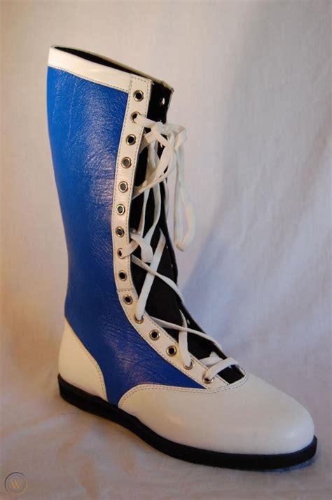 Blue White Pro Wrestling Boots Size 12 Adult New Lucha Libre Gear Wwe