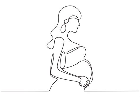 Continuous One Line Drawing Of Happy Pregnant Woman 3410098 Vector Art At Vecteezy