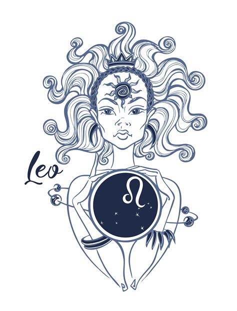 Download Zodiac sign Leo a beautiful girl. Horoscope. Astrology. Vector. - Download Free Vectors, Clipart ...