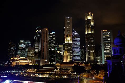 Singapore Skyline Night View Free Stock Photo Public Domain Pictures