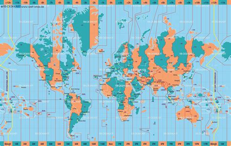 World Map With Time Zones And International Date Line