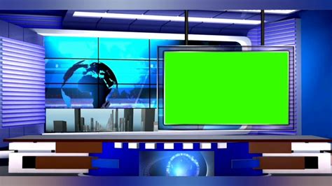 Professional Quality News Studio Background Green Screen Footage For