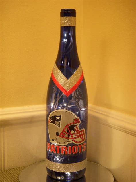 New England Patriots Wine Bottle Lamp Support By Ecoartbynancy Wine