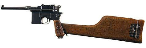 Mauser Red Nine Broomhandle Semi Automatic Pistol With Shoulder Stock
