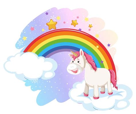 Free Vector Cute Unicorn In The Pastel Sky With Rainbow