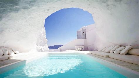 Katikies Cave Pool In Santorini Youtube