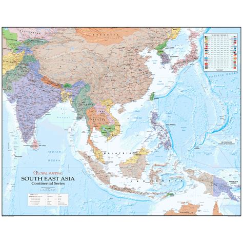 South East Asia Political Laminated Wall Map Global Mapping