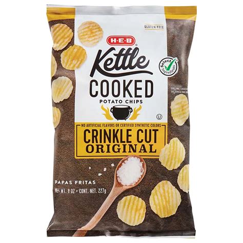 H E B Kettle Cooked Crinkle Cut Original Potato Chips Shop Snacks