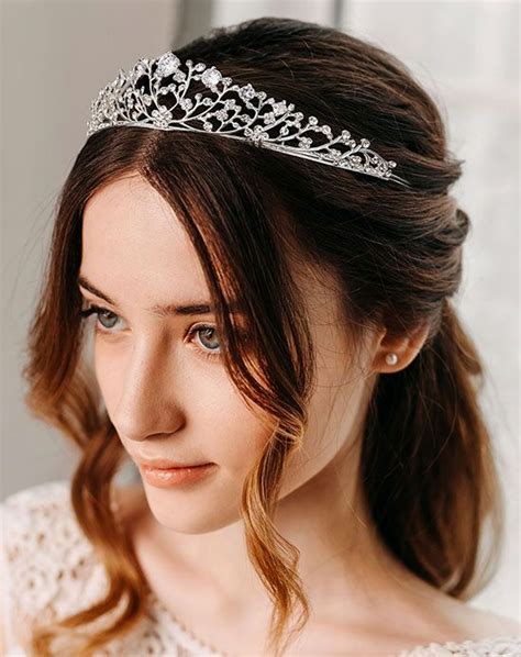 classic white crystal wedding crown vintage big bridal crown bridal headpiece high wedding tiara