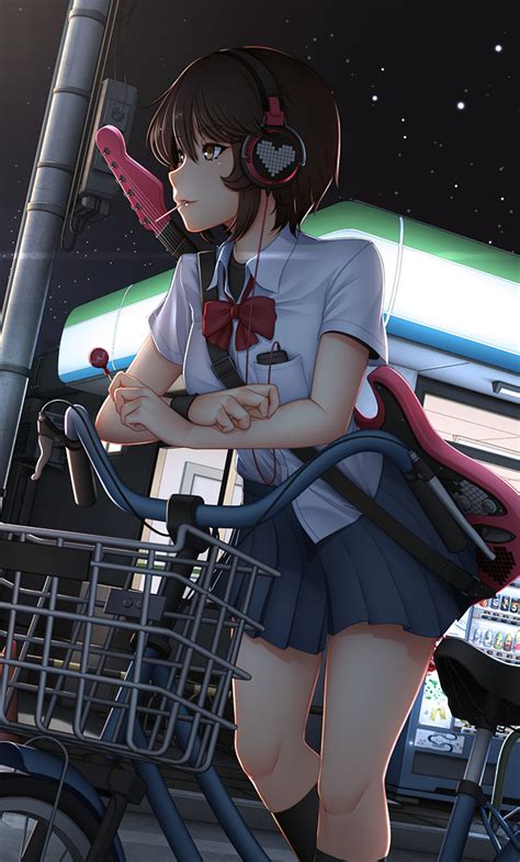 1280x2120 Anime School Girl On Bicycle Outside 4k Iphone 6 Hd 4k