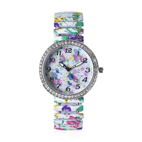Shop Lc Strada Crystal Japanese Movement Water Resistant Bangle Watch With White Backgound Big