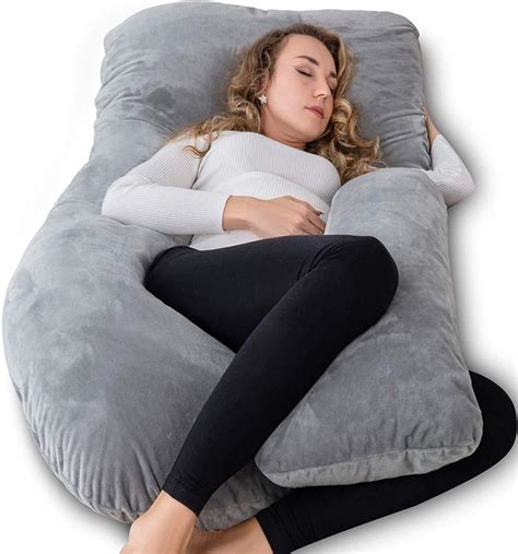 Angqi Full Pregnancy Pillow Maternity Body Pillow With Velvet Cover U Shaped Body Pillow For