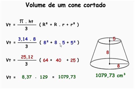 Como Calcular O Volume De Um Cone Cortado Truncado Youtube