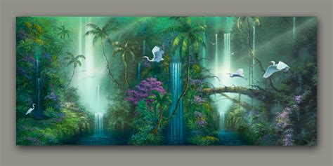 Fantasy Falls A Rainforest Waterfall Painting By Artist David Miller