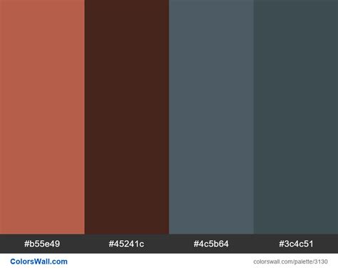 Muted Colors Palette B55e49 45241c 4c5b64 Colorswall