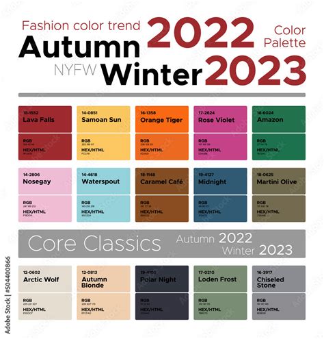 fashion color trends autumn winter 2022 2023 palette fashion colors guide with named color