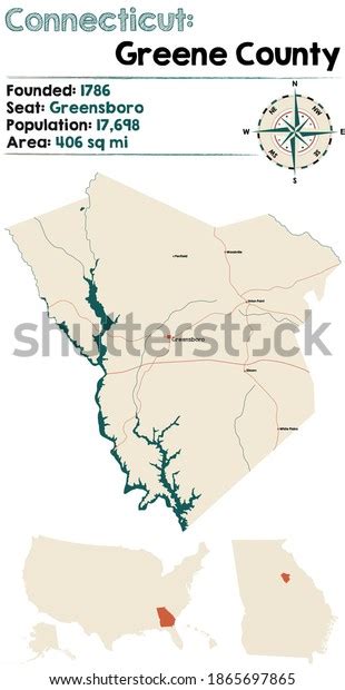 Large Detailed Map Greene County Georgia Stock Vector Royalty Free