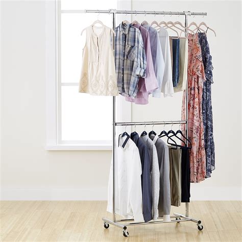 Made To Our Specifications Our Chrome Metal Double Hang Clothes Rack Creates Two Levels Of