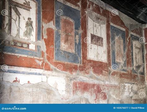 Pared Del Fresco De La Casa En Parco Archeologico Di Ercolano