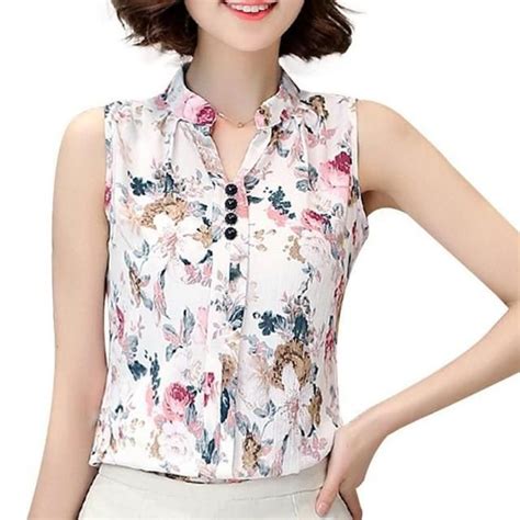 Casual Tops For Women Blouses For Women Ladies Tops Summer Blouses Chiffon Shirt Sleeveless