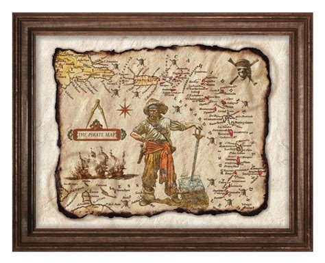 Old Pirate Treasure Map Art Of Caribbean Islandantique Map Etsy In