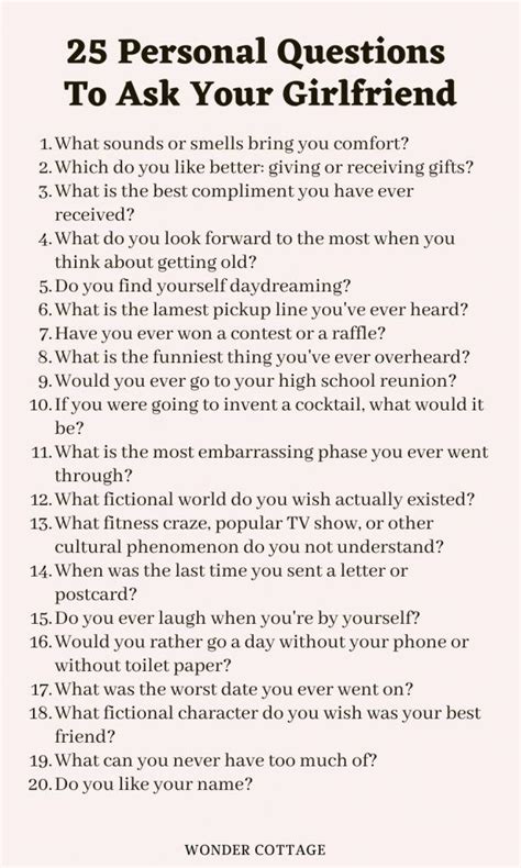 Questions To Ask Your Girlfriend Wonder Cottage Relationship