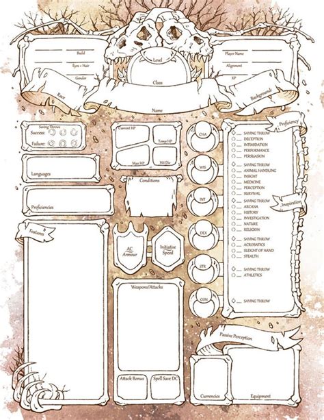 Boneyard Character Sheets D D 5e In 2020 D D Dungeons And Dragons
