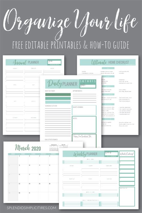 Organize Your Life Free Editable Printables And How To Guide In 2020