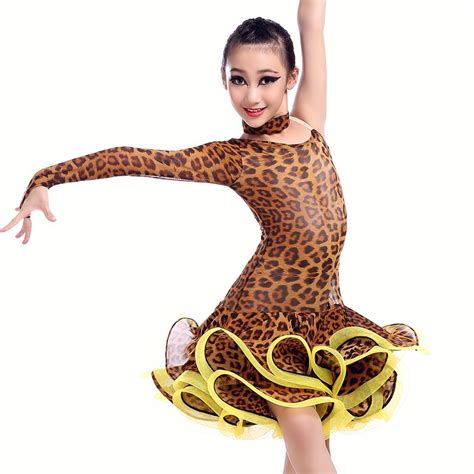 Buy New Style Girls Latin Dance Costumes Senior Sexy Leopard Single Sleeves