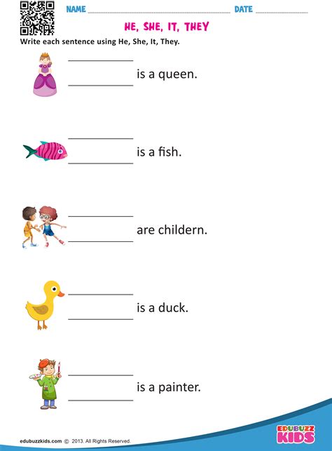 Pronoun Worksheet For Kindergarten