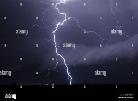 A Cloud To Ground Lightning Strike During A Thunderstorm Near Hobbs