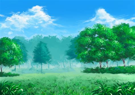 Safebooru Blue Sky Clouds Commentary Request Day Field Forest Grass Highres Hirota Masasiv3
