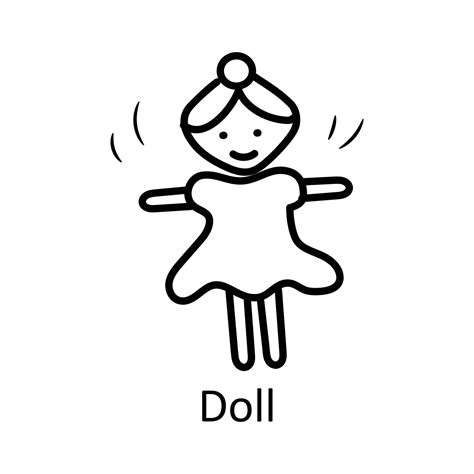 Doll Vector Outline Icon Design Illustration Toys Symbol On White