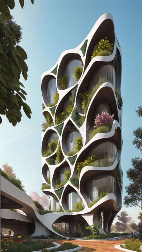 Vertical Village Residential Building In Nature Generative Ai