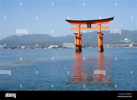 Torii Gate Of Itsukushima Shrine Hiroshima Prefecture Japan Stock