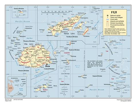 Large Political And Administrative Map Of Fiji With Roads Cities And