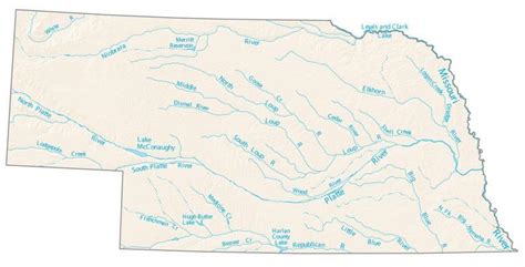 Nebraska Lakes And Rivers Map Gis Geography