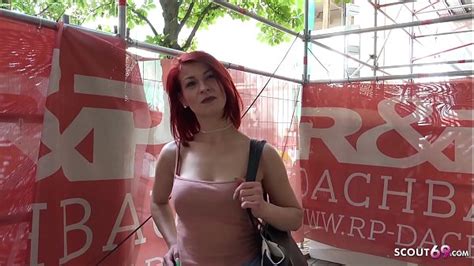 GERMAN SCOUT Rothaarige Studentin Jenny Bei Strassen Casting Fuer