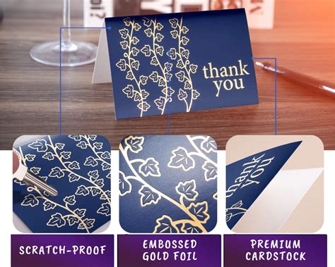 Layneria Bulk Thank You Cards With Envelopes Navy Blue And Gold
