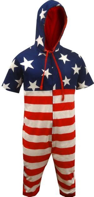 American Flag Hooded Cropped Union Suit Onesie Pajama Lounge Pants