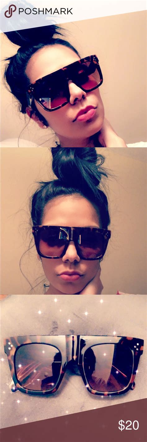 oversized kim kardashian oversized large flat top square vintage retro sunglasses with rivet