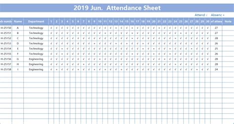 Attendance Sheetxlsx Spreadsheet Templates Wps Template