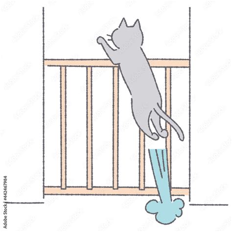 柵を飛び越える猫のイラスト Stock Vector Adobe Stock