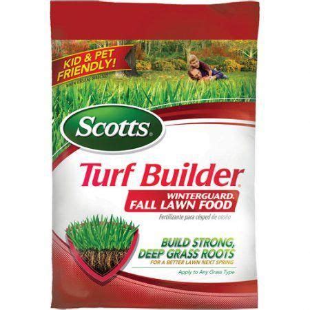 Ideally, you should fertilize your lawn with the right scotts® turf builder® lawn food for your grass type 4 times a year: Scotts Turf Builder Winterguard Fall Lawn Food, 5,000 sq ...