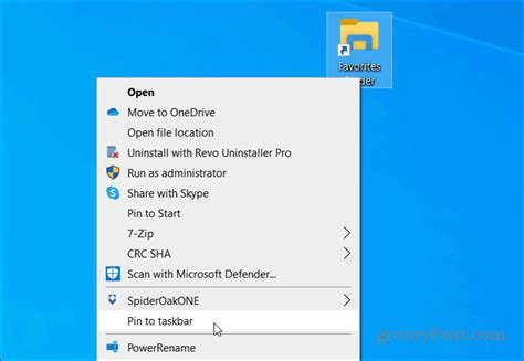 How To Add A Desktop Shortcut To The Favorites Folder On Windows 10