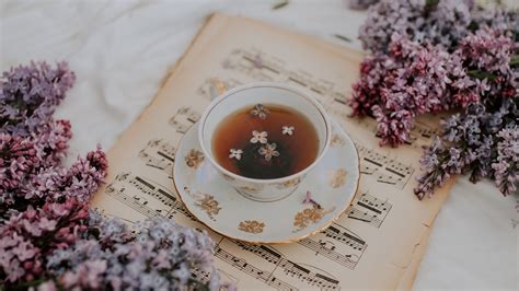 Cup Tea Lilac Flowers Notes Still Life 4k Hd Wallpaper