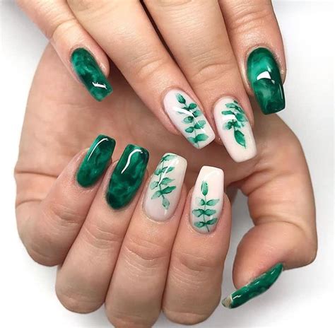 Beautyworksbyami Via Instagram Green Nail Designs Marble Nail Designs